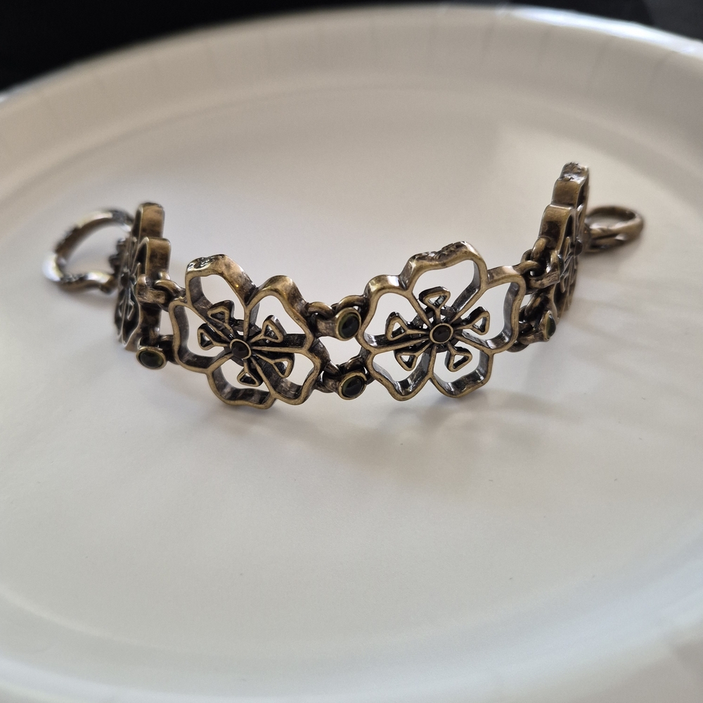90s Lucky Brand Antique Gold Floral Bracelet